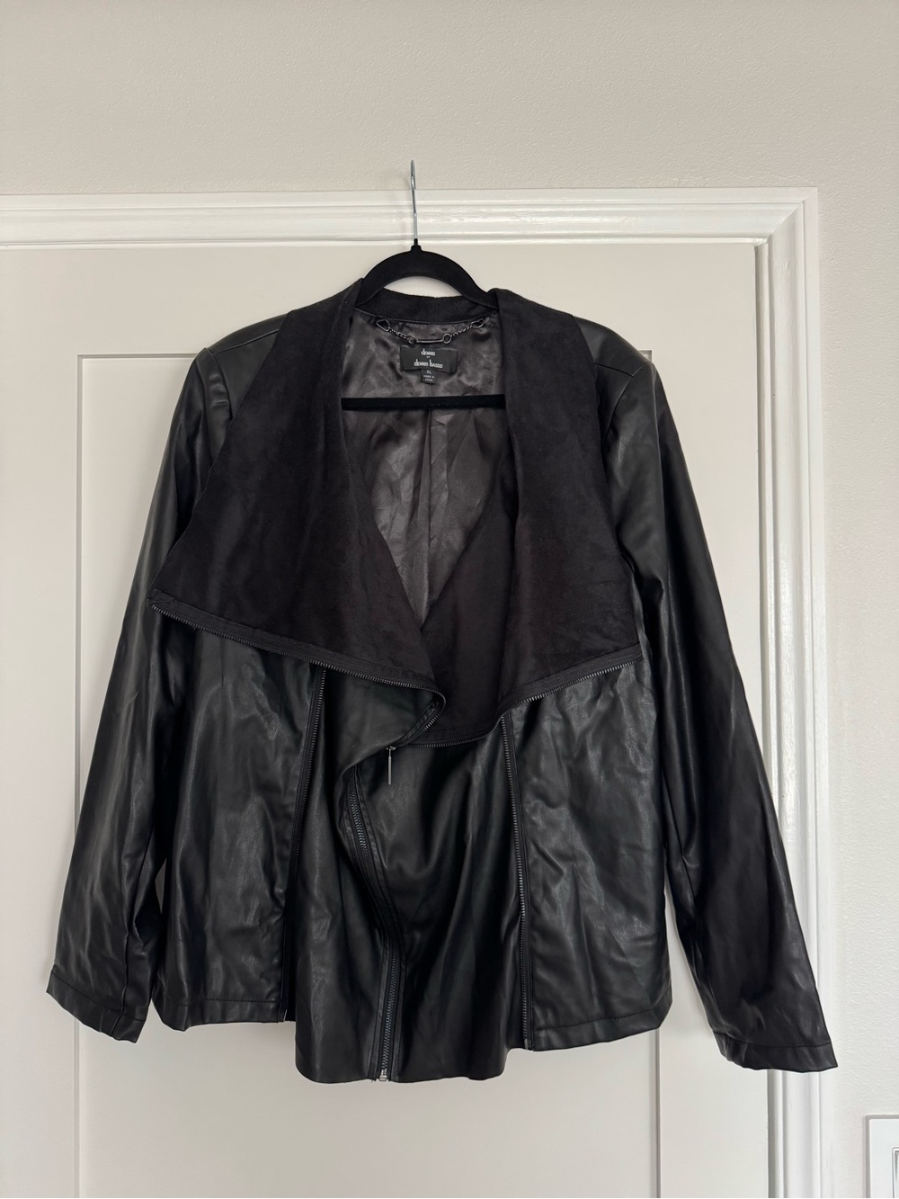 Dennis Basso Faux Leather Moto Jacket | Size XL